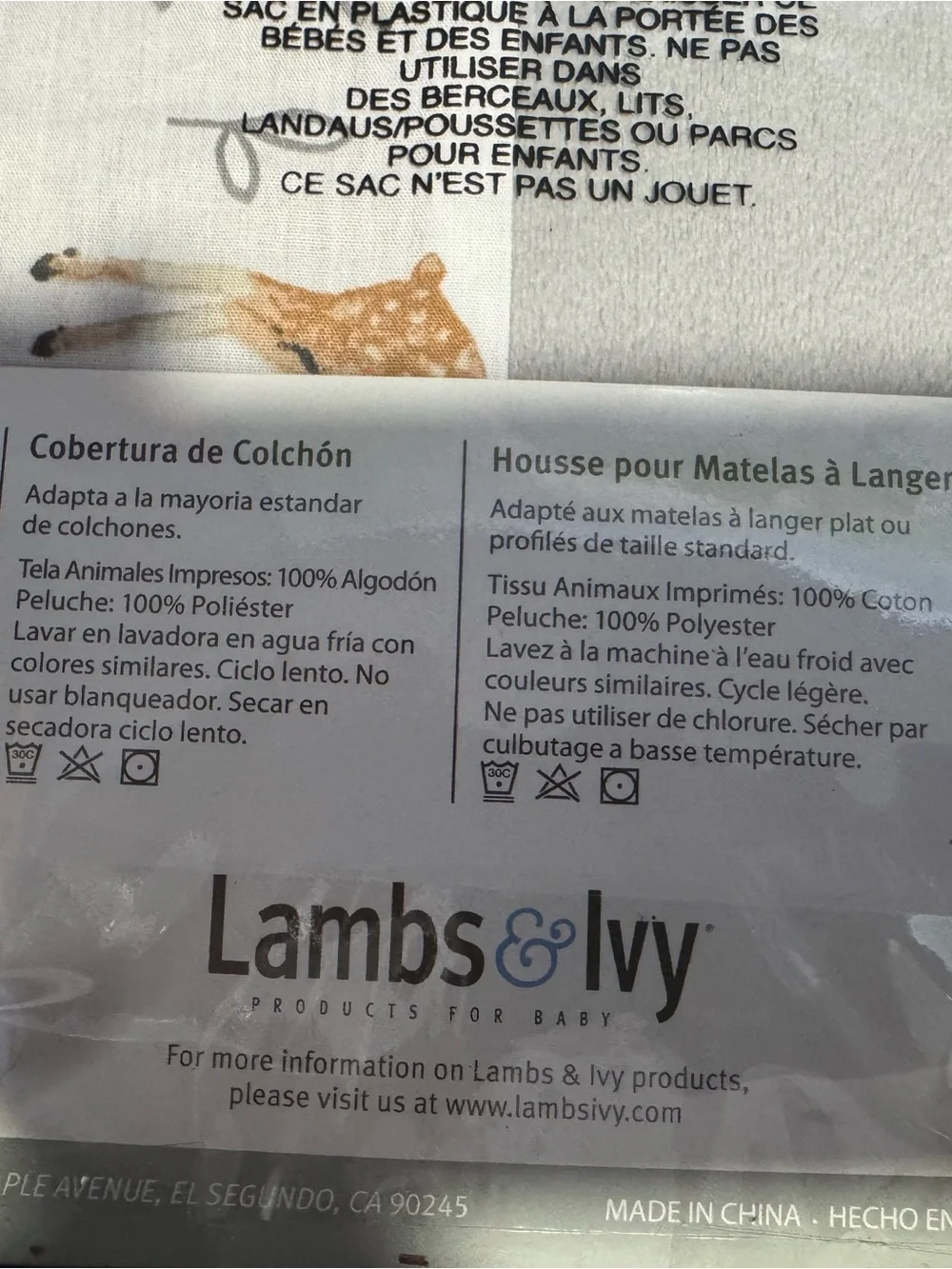 Lambs & Ivy Painted Forest Gray and Cream Changing Pad Cover
